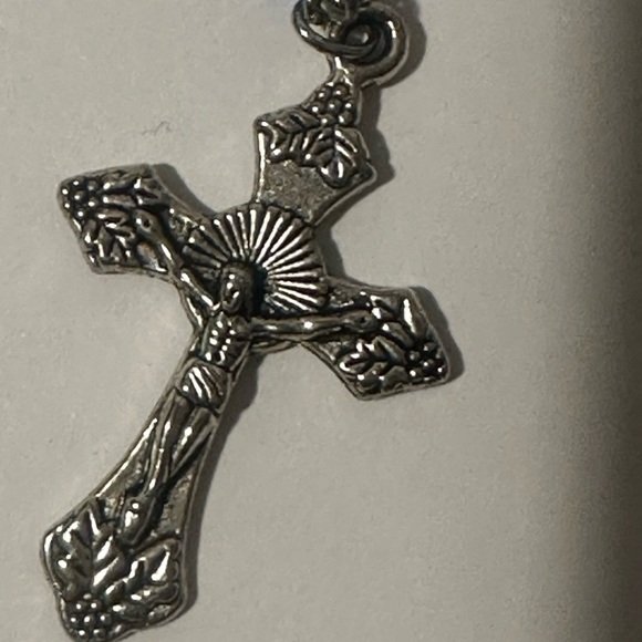 Elegant Blue and Silver Rosary Necklace - Picture 1 of 6